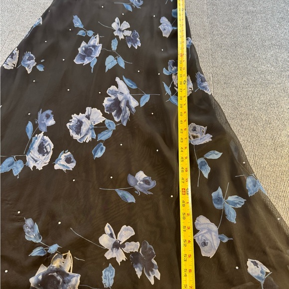 Vtg Y2K Betsy & Adam Black Blue Floral Prom Gown | 14 | Ethereal Fairy - Picture 11 of 12